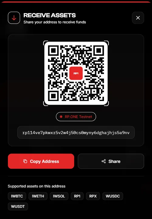 Receive Tokens Modal